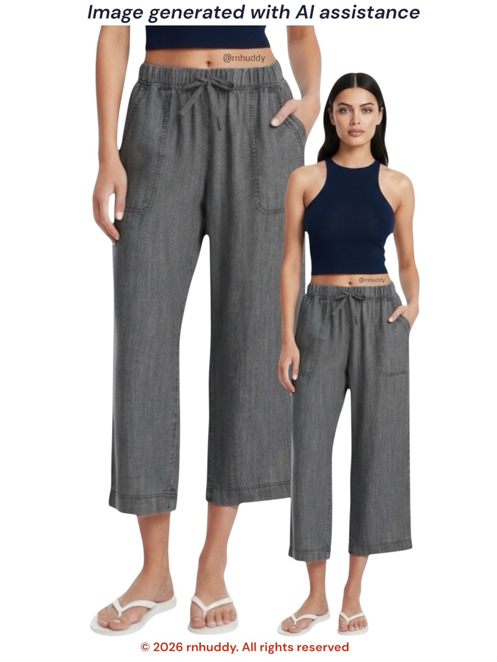 Splendid M grey lyocell wide leg crop pants